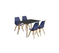 5PCs Dining Set - a Halo Dining Table & Set of 4 Lorenzo Tulip chairs with Padded Seat Life Interiors Blue One Size