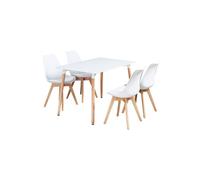 5PCs Dining Set - a Halo Dining Table & Set of 4 Lorenzo Tulip chairs with Padded Seat Life Interiors White One Size