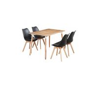 Lorenzo Dining Set with a Halo Table and 4 Dining Chairs - Black