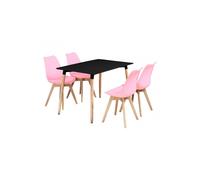 5PCs Dining Set - a Halo Dining Table & Set of 4 Lorenzo Tulip chairs with Padded Seat Life Interiors Pink One Size