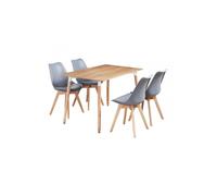Life Interiors 5Pcs Dining Set - A Halo Dining Table & Set Of 4 Lorenzo Tulip Chairs With Padded Seat In Grey Grey