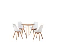 Round Lorenzo Dining Set Includes a Table and Chairs Set of 4 - White