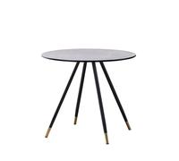 Life Interiors 90 CM Round 'Dorchester' Lux Dining Table Marble finish Gold Tips in Grey Life Interiors Grey