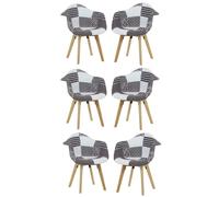 Life Interiors Chrono Patchwork Tub Dining Chair, Set Of 6 Multi One Size