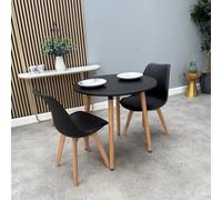 Life Interiors Halo Round Dining Set With Black Table And 2 Black Chairs