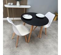 Life Interiors Halo Round Dining Set With Black Table And 2 White Chairs
