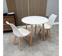 Life Interiors Halo Round Dining Set With White Table And 2 White Chairs