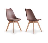 Life Interiors Lorenzo Padded Dining Chairs, Tulip Chair For Lounge Office Dining Room Kitchen, Set Of 2, Brown