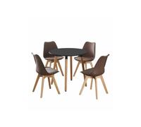 'Lorenzo' Round Dining Set with a Table and Dining Chair Set of 4 Life Interiors Brown One Size