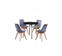 Round Lorenzo Dining Set with a Table and Set of 4 Chairs - Grey