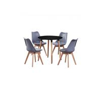 Life Interiors 'Lorenzo' Round Dining Set with a Table & Dining Chair Set of 4 in Grey Life Interiors Grey