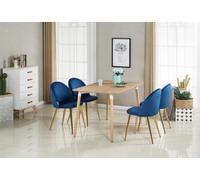 Life Interiors Lucia Halo Dining Set, A Table And Chairs Set Of 4, Oak/blue