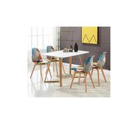 Life Interiors Patchwork Halo Dining Set Includes A White Dining Table & Set Of 4 Fabric Chairs Multi One Size