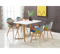 Life Interiors Patchwork Halo Dining Set Includes A White Dining Table & Set Of 4 Fabric Chairs Multi One Size