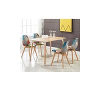 Life Interiors Patchwork Halo Dining Set Includes An Oak Dining Table & Set Of 4 Fabric Chairs Multi