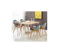Life Interiors Patchwork Halo Dining Set Includes An Oak Dining Table & Set Of 4 Fabric Chairs Multi One Size