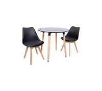 Round Lorenzo Dining Set with a Table and Set of 2 Chairs - Black