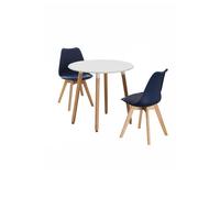 Life Interiors 'round Lorenzo' Dining Set With A Table And Chairs Set Of 2 In Blue Blue One Size