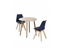 Life Interiors 'round Lorenzo' Dining Set With A Table And Chairs Set Of 2 In Blue Blue One Size