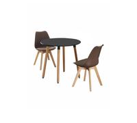Life Interiors 'round Lorenzo' Dining Set With A Table And Chairs Set Of 2 In Brown Brown