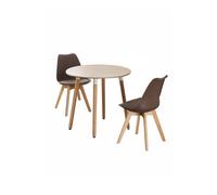 Life Interiors 'round Lorenzo' Dining Set With A Table And Chairs Set Of 2 In Brown Brown One Size