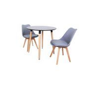 Life Interiors 'round Lorenzo' Dining Set With A Table And Chairs Set Of 2 In Grey Grey