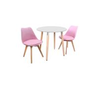 Round Lorenzo Dining Set with a Table and Chairs Set of 2 - Pink