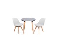 Life Interiors 'round Lorenzo' Dining Set With A Table And Chairs Set Of 2 In White White