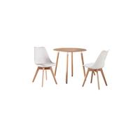 'Round Lorenzo' Dining Set with a Table and Chairs Set of 2 Life Interiors White One Size