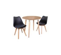 Round Lorenzo Dining Set Includes a Table and Chairs Set of 2 - Black