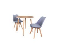 Life Interiors 'Round Lorenzo' Dining Set with a Table & Chairs Set of 2 in Grey Life Interiors Grey