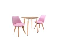 'Round Lorenzo' Dining Set with a Table and Chairs Set of 2 Life Interiors Pink One Size