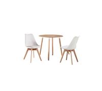 'Round Lorenzo' Dining Set with a Table and Chairs Set of 2 Life Interiors White One Size