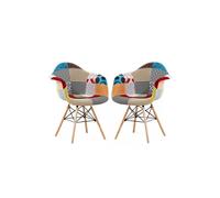 Modern Designer Patchwork Padded Dining Armchair Dressing Chair Scandinavian mid Century design inspired Armchair, Set of 2 Dining Chairs Life Interiors Multi One Size
