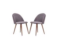 Life Interiors Set Of 2 Lucia Ergonomic Velvet Dining Chairs With Wooden Legs, Modern Upholstered Accent Chair In Grey Grey One Size