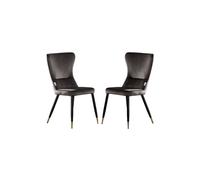 Life Interiors Set Of 2 New York Modern Velvet Dining Chairs With High Back, Black Metal Legs, And Gold Tips In Dark Grey Dark Grey One Size