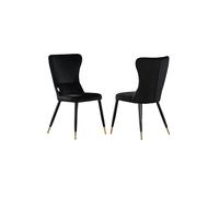 Life Interiors Set Of 2 New York Modern Velvet Dining Chairs With High Back, Black Metal Legs, And Gold Tips Black One Size