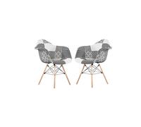 Set of 2 'Patchwork Tub Fabric Dining Chairs' Upholstered Armchair Dining Room Kitchen Metal Frame Life Interiors Multi One Size