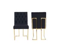 Life Interiors Set Of 2 Siena Luxury Tufted Velvet Dining Chairs With Gold Frame In Black Black