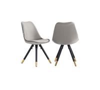 Life Interiors Set of 2 Sofia Ergonomic Modern Dining Chairs Upholstered in Velvet, Metal Legs with Gold End Caps in Dark Grey Life Interiors Dark Grey