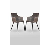 Zarah Faux Leather Dining Chairs Set of 2 - Dark Brown