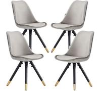 Life Interiors Set Of 4 Dark Grey Sofia Ergonomic Modern Dining Chairs Upholstered In Velvet, Metal Legs With Gold End Tips