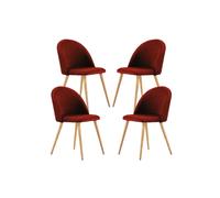 Life Interiors Set of 4 Lucia Ergonomic Velvet Dining Chairs with Wooden Legs, Modern Upholstered Accent Chair in Light Pink Life Interiors Light Pink