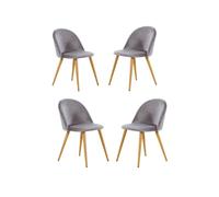 Life Interiors Set Of 4 Lucia Ergonomic Velvet Dining Chairs With Wooden Legs, Modern Upholstered Accent Chair In Grey Grey One Size