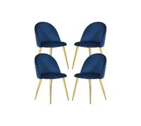 Life Interiors Set Of 4 Lucia Ergonomic Velvet Dining Chairs With Wooden Legs, Modern Upholstered Accent Chair In Royal Royal One Size