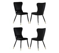 Life Interiors Set Of 4 New York Modern Velvet Dining Chairs With High Back, Black Metal Legs, And Gold Tips Black One Size