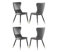 Life Interiors Set Of 4 New York Modern Velvet Dining Chairs With High Back, Black Metal Legs, And Gold Tips In Grey Grey One Size