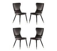 Life Interiors Set Of 4 New York Modern Velvet Dining Chairs With High Back, Black Metal Legs, And Gold Tips In Dark Grey Dark Grey One Size