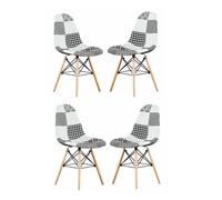 Set of 4 'Patchwork Fabric Dining Chairs' Upholstered Side Chair Dining Room Kitchen Metal Frame Life Interiors Multi One Size