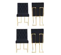 Life Interiors Set Of 4 Siena Luxury Tufted Velvet Dining Chairs With Gold Frame In Black Black